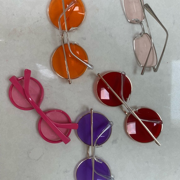 LOT OF 5 NWOT TRENDY COLORFUL ROUNDED SQUARE METAL WIRE GLASSES/SUNGLASSES BN - Picture 2 of 5